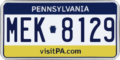 PA license plate MEK8129