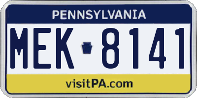 PA license plate MEK8141