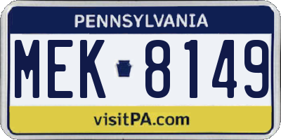 PA license plate MEK8149