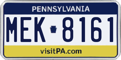 PA license plate MEK8161