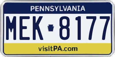 PA license plate MEK8177