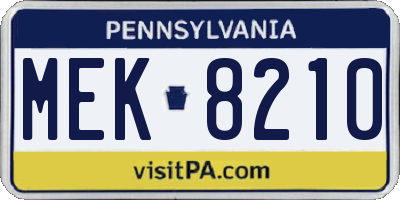 PA license plate MEK8210