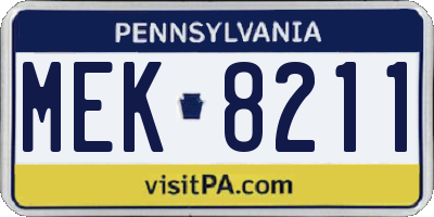 PA license plate MEK8211