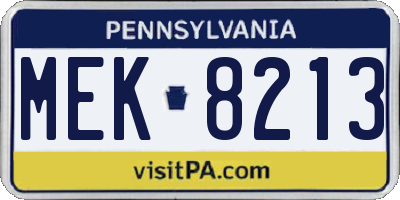 PA license plate MEK8213