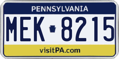 PA license plate MEK8215
