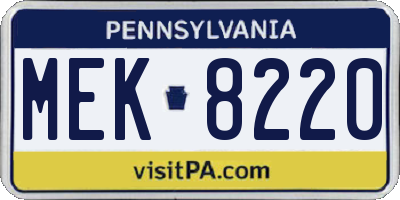 PA license plate MEK8220