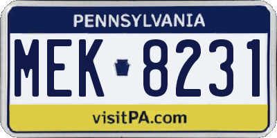 PA license plate MEK8231