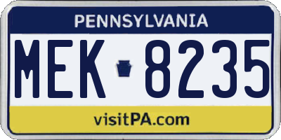 PA license plate MEK8235