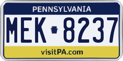 PA license plate MEK8237