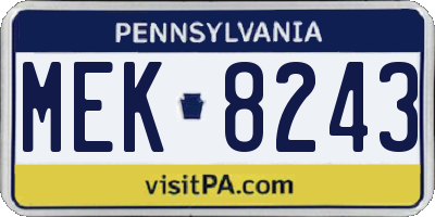 PA license plate MEK8243
