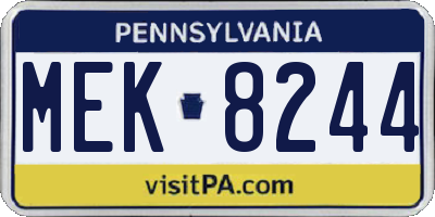 PA license plate MEK8244