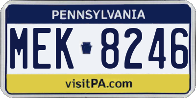 PA license plate MEK8246