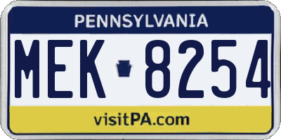 PA license plate MEK8254