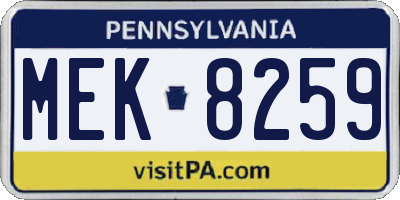 PA license plate MEK8259