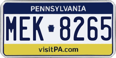 PA license plate MEK8265