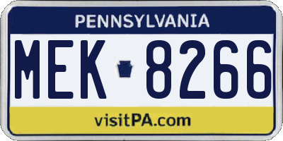 PA license plate MEK8266