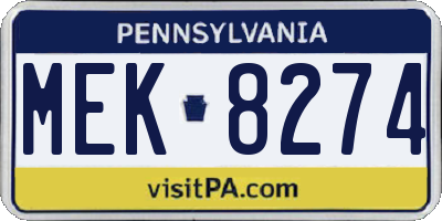 PA license plate MEK8274