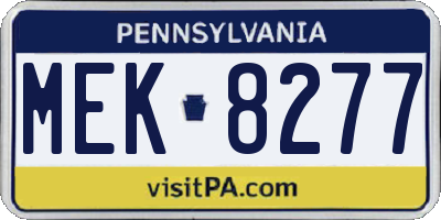 PA license plate MEK8277