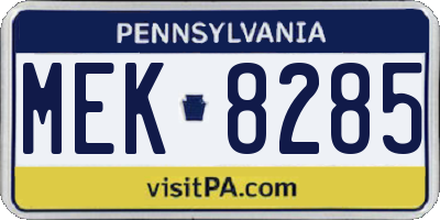PA license plate MEK8285