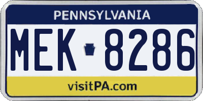 PA license plate MEK8286