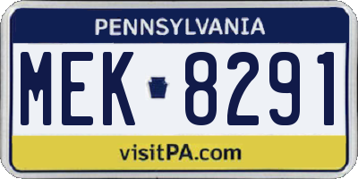PA license plate MEK8291