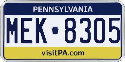 PA license plate MEK8305