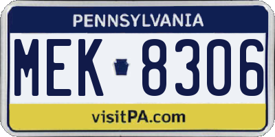 PA license plate MEK8306