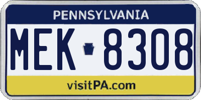 PA license plate MEK8308