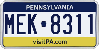 PA license plate MEK8311