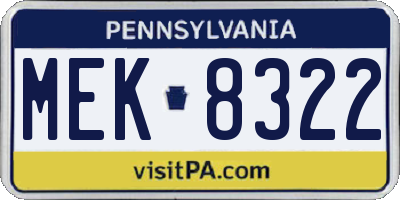 PA license plate MEK8322