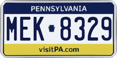 PA license plate MEK8329