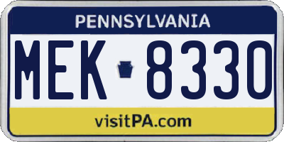 PA license plate MEK8330