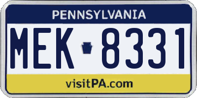 PA license plate MEK8331