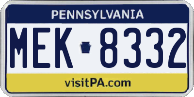 PA license plate MEK8332