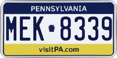 PA license plate MEK8339