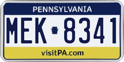 PA license plate MEK8341