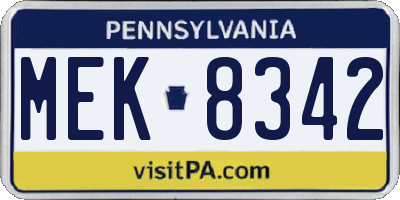 PA license plate MEK8342
