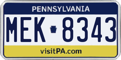 PA license plate MEK8343