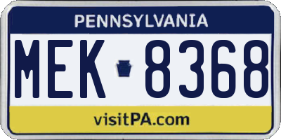 PA license plate MEK8368