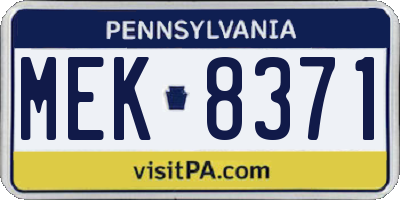 PA license plate MEK8371