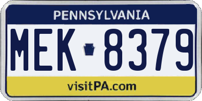 PA license plate MEK8379