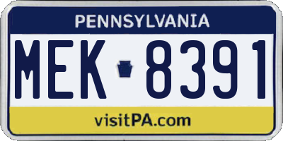 PA license plate MEK8391