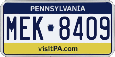 PA license plate MEK8409