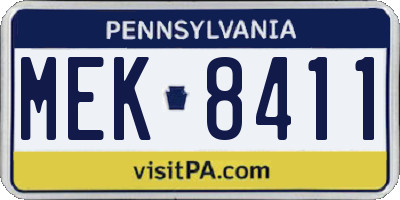 PA license plate MEK8411
