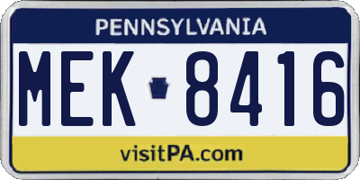 PA license plate MEK8416
