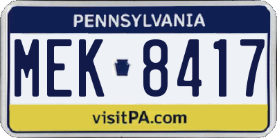 PA license plate MEK8417