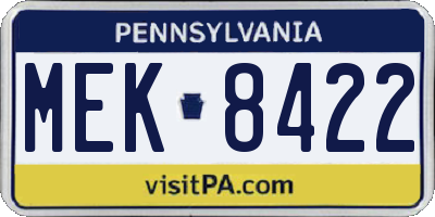 PA license plate MEK8422