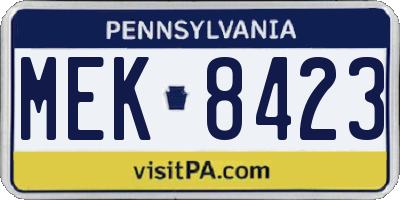 PA license plate MEK8423