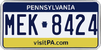 PA license plate MEK8424