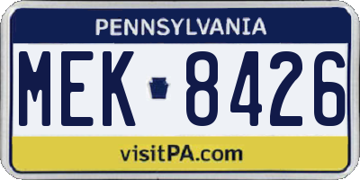 PA license plate MEK8426